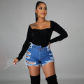 Processing personalized   hot-selling ripped denim shorts for women new arrivalins fringed denim hot pants