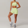 breathable quick-drying tight-fitting yoga clothes flap pocket pants running sports suit diagonal shoulder naked fitness suit6425
