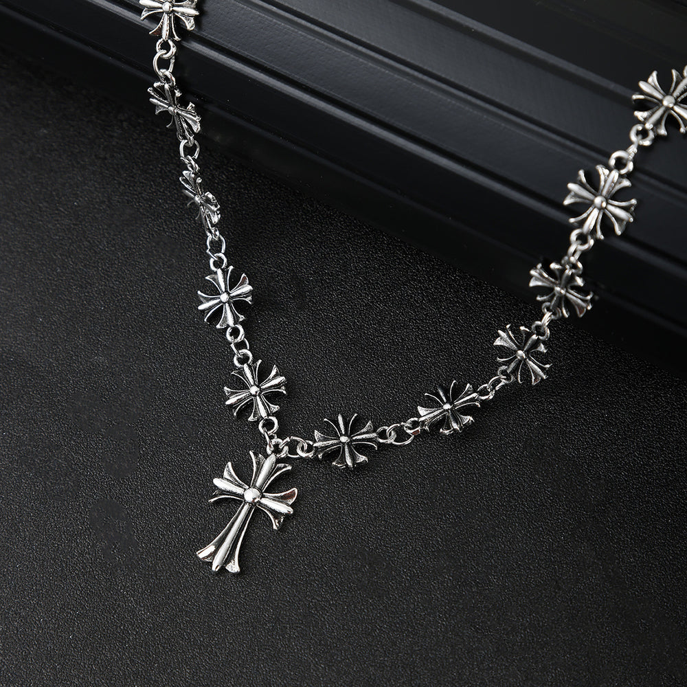 Cross necklace wholesale european and american cross-border jewelry accessories women's high-end accessible luxury niche alloy autumn and winter sweater chain