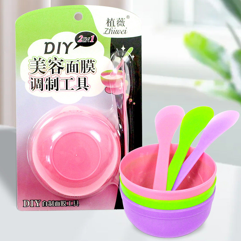 Zhiwei facial mask beauty tool two-in-one mask bowl suit mask stick plastic bowl facial makeup application factory