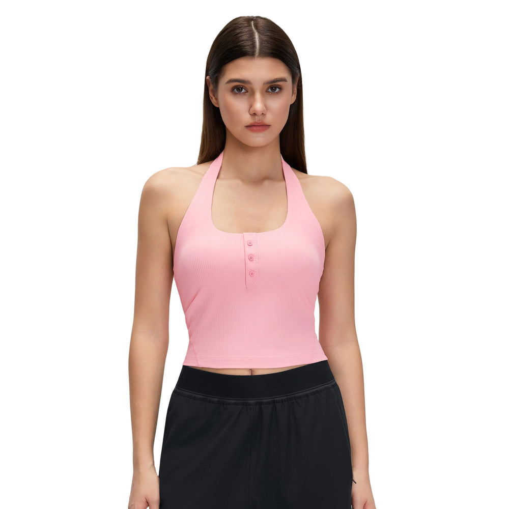 Henri collar halter vest for women with chest pad silmslimming look yoga clothes running training fitness clothes topsd26051