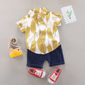 Kids' summer clothing set: new trendy boys' printed short-sleeve shirt and shorts two-piece set - wholesale in stock