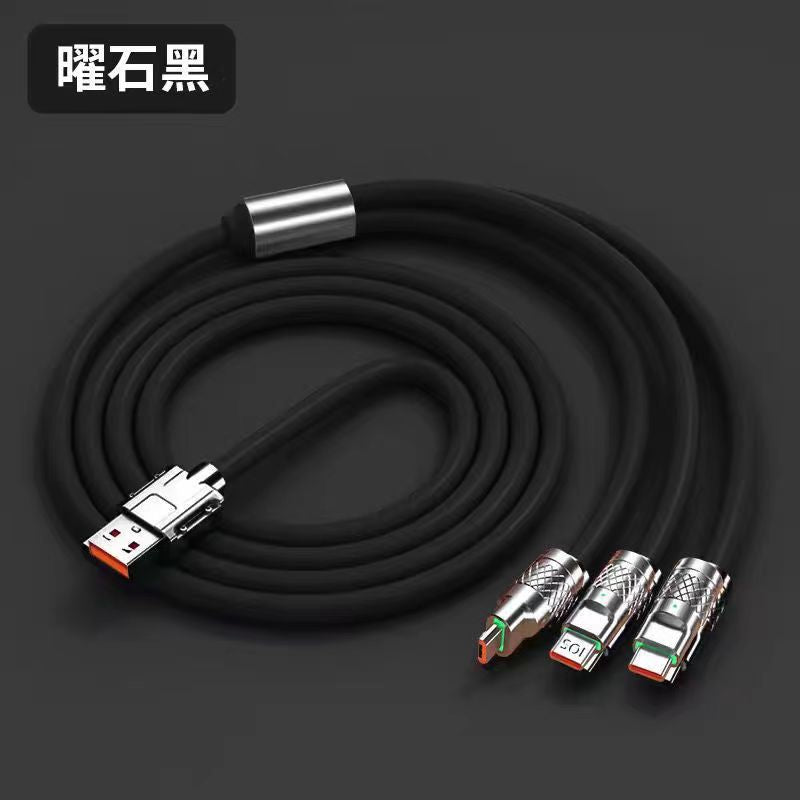 120w zinc alloy 3-in-1 super fast charging cable - compatible with huawei, apple, and android devices - wholesale direct from factory
