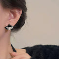 New chinese style fan-shaped flower earrings-a1697 silver