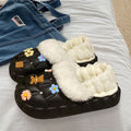 2025 women's winter slippers: cute cartoon design, thick sole, fleece lined, non-slip, wear-resistant, warm, detachable waterproof cotton shoes