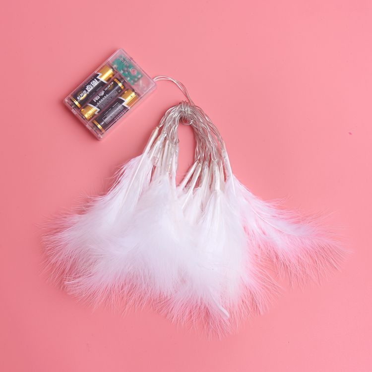 LED feather light string bedroom battery box light string led Christmas wedding home decoration feather light string