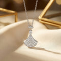 8439 full diamond dress, steel-colored necklace