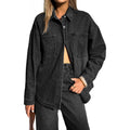 Amazon fashion elegant long sleeve button denim shirt women's  spring new style distressed denim jacket