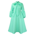 Independent station export women's clothing spring new arrival puff sleeves bowstie back large skirt high waist dress fashiondress