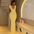 autumn new arrivals: european & american style women's solid color v-neck ruched sleeveless bodycon dress - sexy & chic