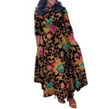women's autumn fashion dress: european and american style, plus size, stylish print, elegant, tie-waist, a-line silhouette, suitable for cross-border e-commerce