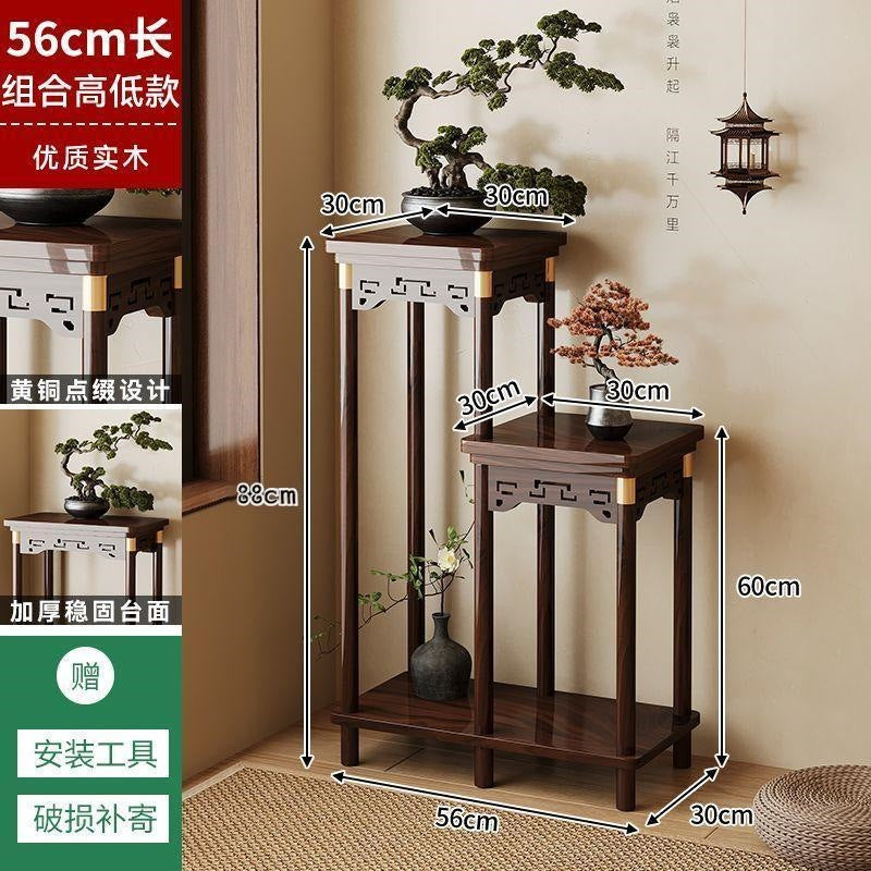 Chinoiserie flower shelf living room floor-standing storage rack balcony flower stand novel stone rack indoor multi-layer flower pot rack vertical
