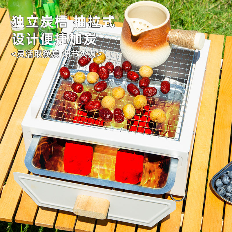 Multifunctional outdoor bbq grill set - portable charcoal grill for camping, home, patio, and backyard use