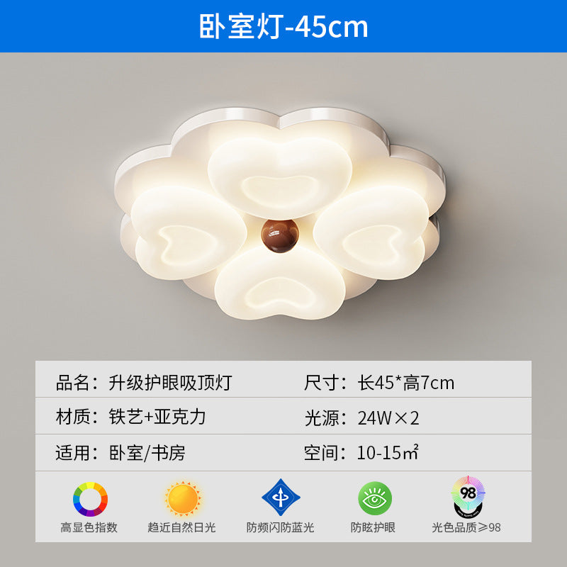 Log cream wind bedroom ceiling light simple modern new walnut pattern creative master bedroom eye protection room lighting