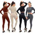 Factory new seamless yoga set: low-cut zipper, peach lift, high-waisted, body-hugging activewear for women