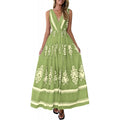 Amazon fashion v neck sleeveless suspender skirt women's  summer bohemia style beach vacation skirt