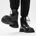 Spring classic round toe boots men's british style high-top motorcycle zipper workwear boots thick sole short boots 8605