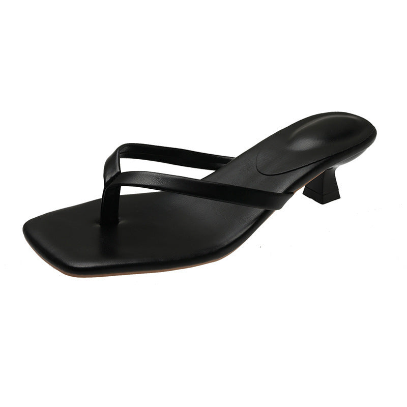 Square toe clip-toe casual beach thong sandals women's 2025 summer new european and american export stiletto heel women's sandals