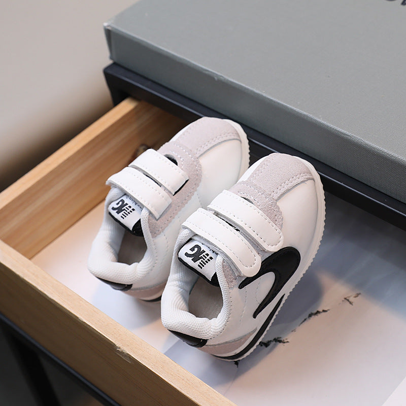 Korean style velcro toddler shoes, kids' sneakers, spring/autumn girls' white shoes, boys' crocs, baby shoes