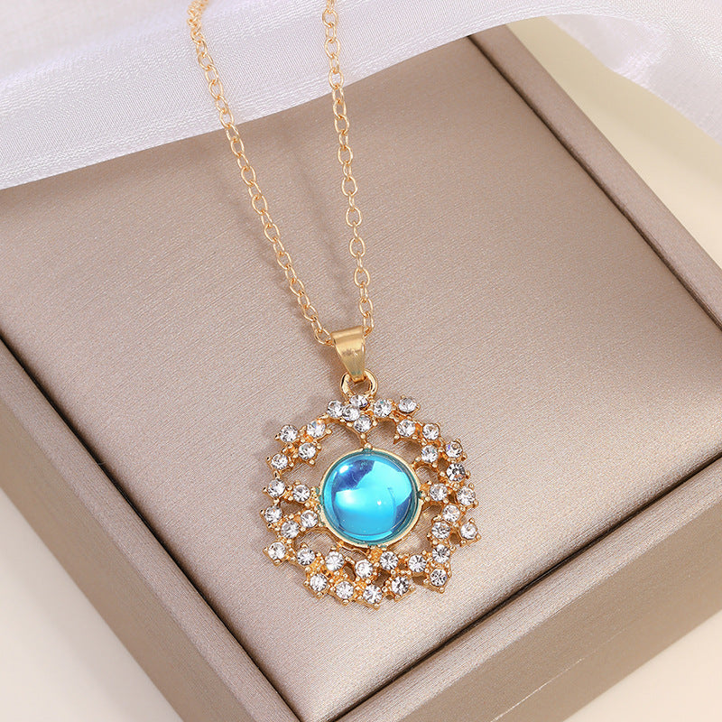 O-shaped chain wholesale european and american cross-border jewelry women's fashion diamond-encrusted personalized alloy planet autumn and winter korean ins necklace