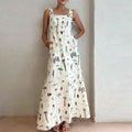 cross-border e-commerce european and american women's clothing: new summer sleeveless tie-up cami sexy printed maxi dress