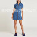 new summer european and american fashion trend lapel denim dress