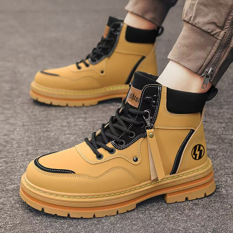 Boots men's spring 2025new arrivalabrasion resistant men's shoes workwear boots men's british style casual shoes rhubarb boots trendy shoes