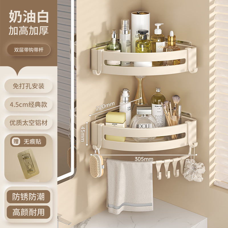 White bathroom shelf No punching toilet toilet toilet wall storage rack wall hanging cream wind