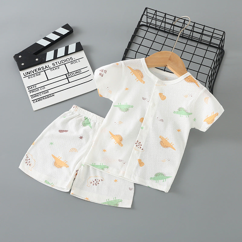 Baby short-sleeve set, pure cotton summer outfit, infant short-sleeve cardigan, newborn loungewear, lightweight children's pajamas