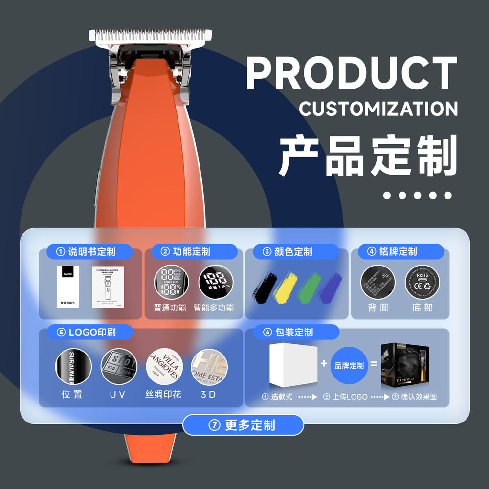 Electric hairdressing machine for home hair clipper fast charging oil head engraving scissors pusher white rechargeable battery life bald handy gadget