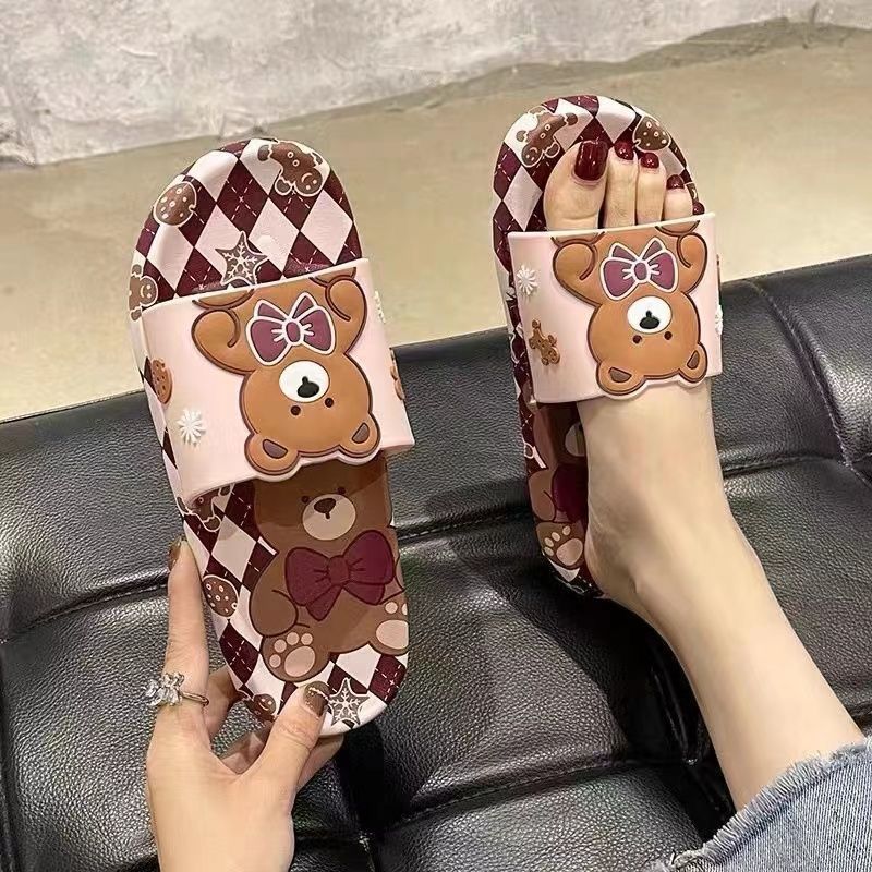 2025 new women's summer slippers - cute cartoon design, outdoor wear, bathroom, home, bath, non-slip, indoor house slippers