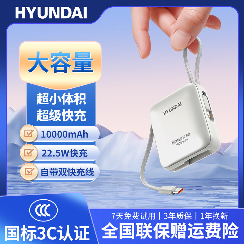 Modern mini portable fast charging power bank 10000mah high capacity built-in cable mobile power supply gift t179l
