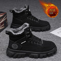 Boots men's fall and winter high-top british style workwear rhubarb boots men's fleece-lined cotton shoes thick sole outdoor waterproof leather boots