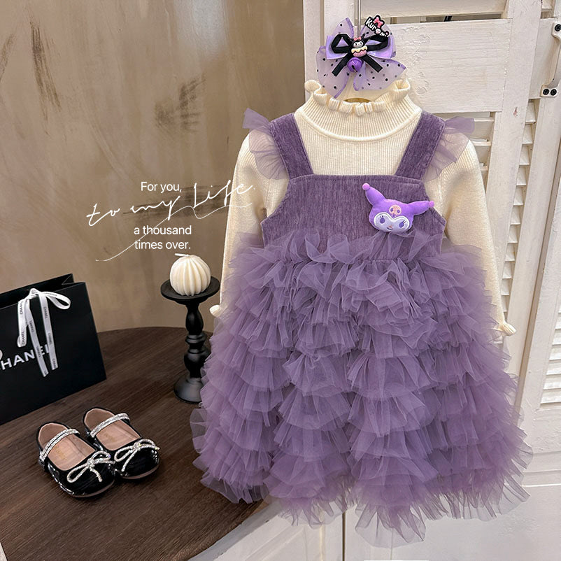 Girls' dress  autumn new arrival: bunny officer outfit, stylish tutu skirt, little girl's birthday cake dress