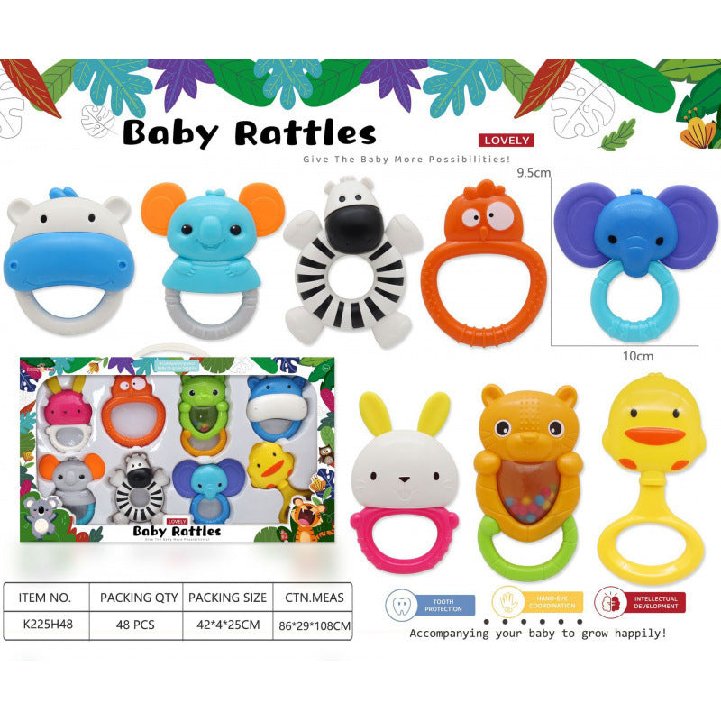 Cross-border export baby toys 0-1 years old gift box rattle set newborn baby soothing hand crank grip puzzle