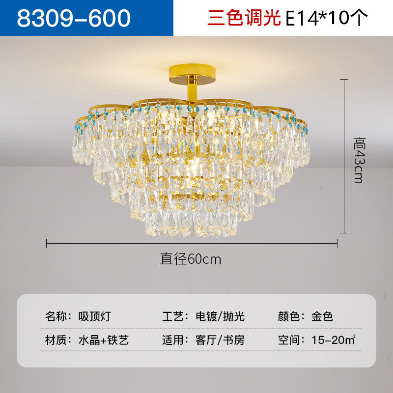 French light luxury bedroom chandelier living room lamp modern crystal lamp high-end luxury villa dining room lamp Zhongshan lighting