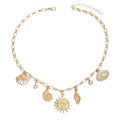 European and american cross-border new arrival: ocean-inspired seashell and conch necklace with minimalist design, sunflower and smiley face pendants for women