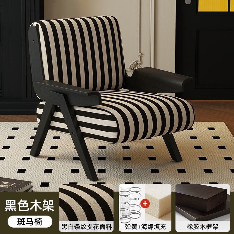 Single seater sofa chair french antique style solid wood lazy living room balcony casual chair zebra designer