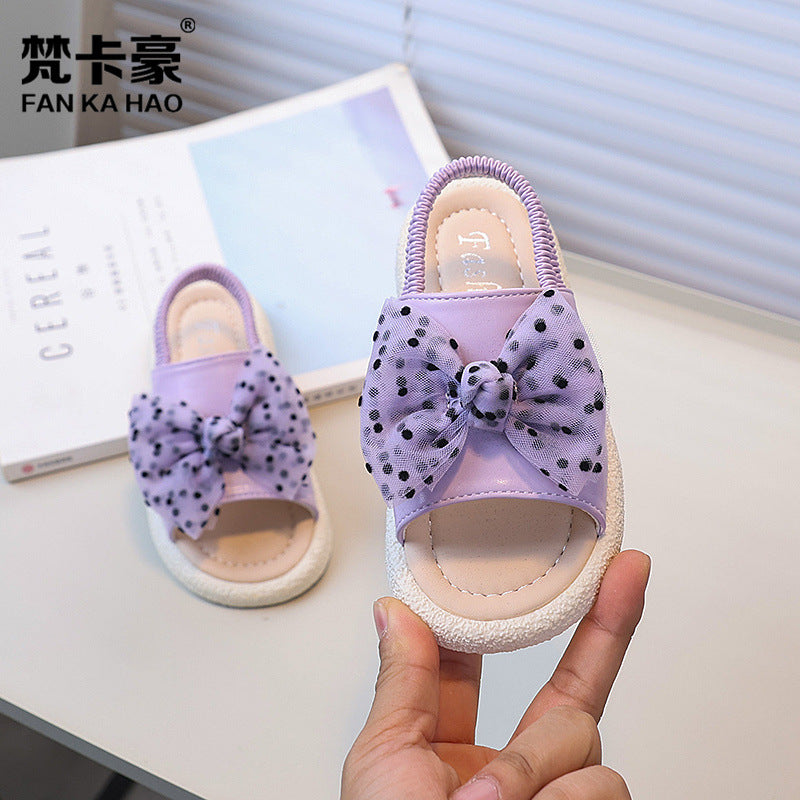 Vancahao niche design girls' bowknot princess sandals -  summer new arrivals - kids' slip-on beach sandals