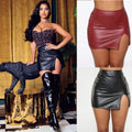 Aliexpress  european and american women's skirt cross-border high waist hip cover short skirt nightclub pu leather zipper sexy black leather skirt