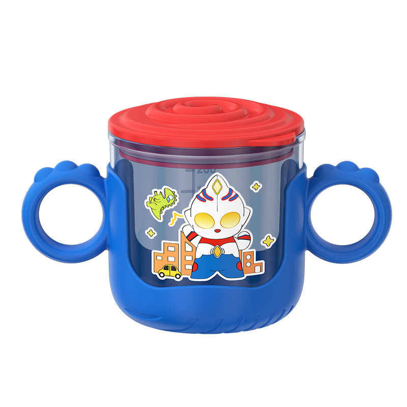 Kids cartoon milk cup scalefor home316l stainless steel baby straw cup learning drinking cup drinking cup anti-fall