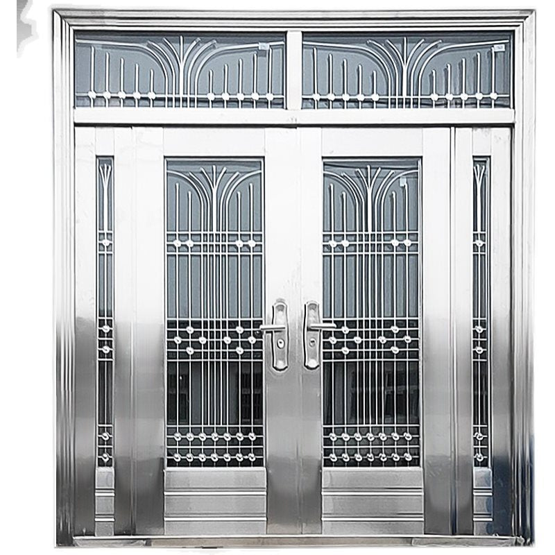 304 stainless steel door self-built house double-open rural glass door for home white steel rose entrance security door
