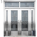 304 stainless steel door self-built house double-open rural glass door for home white steel rose entrance security door