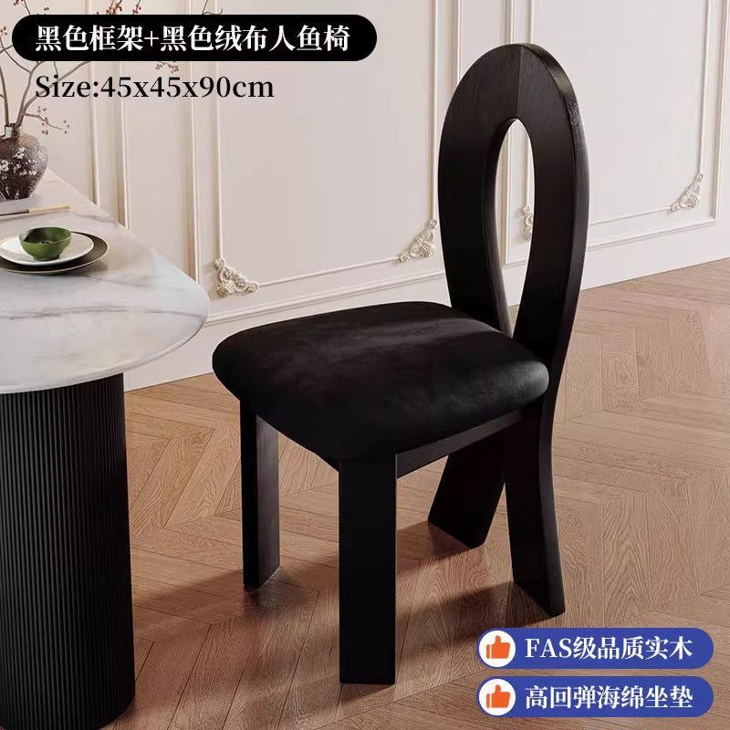 Solid wood keychain chair frenchretro solid wood dining chair soft-packed dining chair medieval style for home makeup chair back chair