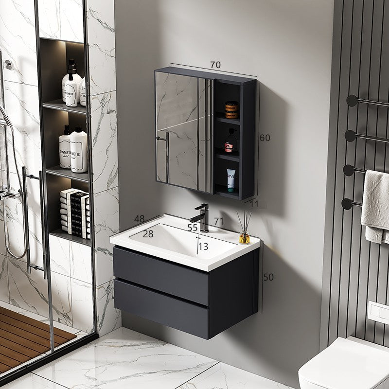 Hotel-style honeycomb aluminum bathroom vanity set with integrated ceramic basin, smart waterproof and moisture-proof washbasin for bathroom use
