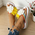 Export plus sizenew arrival cross-border flower flip-flops women's outer wear wedge beach thick sole sandals wholesale