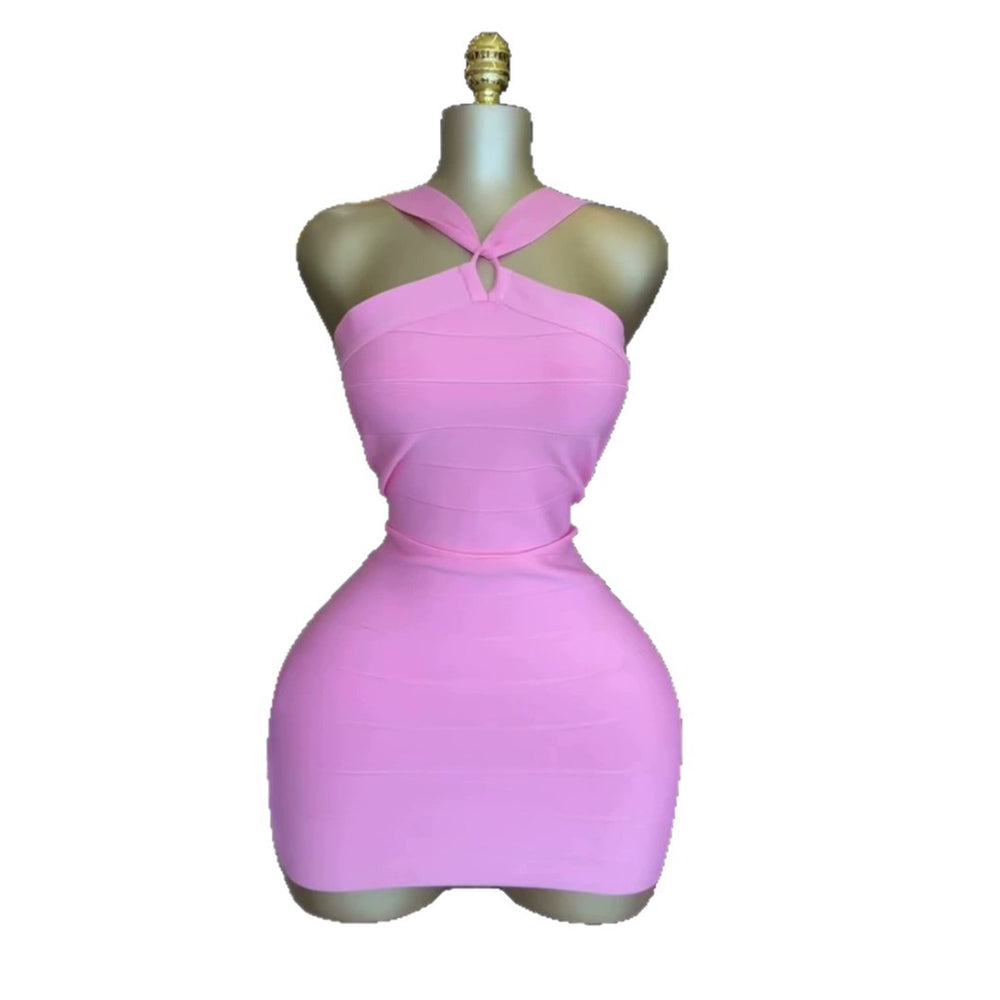 European and american cross-border women's fashion:  summer new arrivals - sexy and elegant halter neck bandeau bodycon backless slip dress