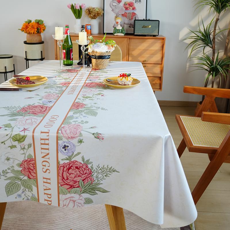 new premium light luxury tablecloth - waterproof, oil-proof, heat-resistant, wash-free pvc minimalist dining table cloth, tablecloth, coffee table cloth
