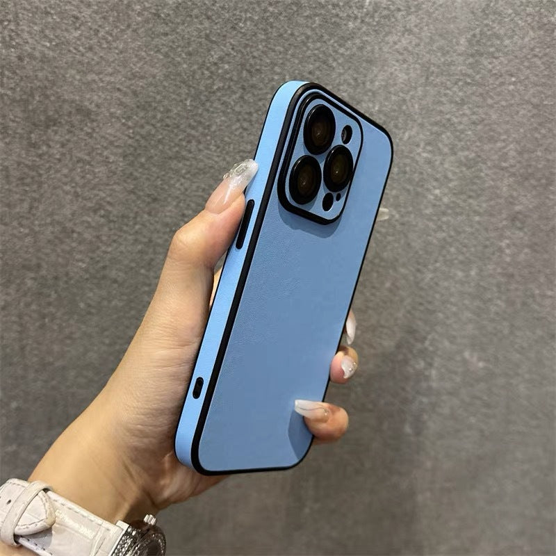 applicable iphone 17 pro max minimalist vegan leather phone case, iphone 16 full-coverage lens film, anti-drop hard case