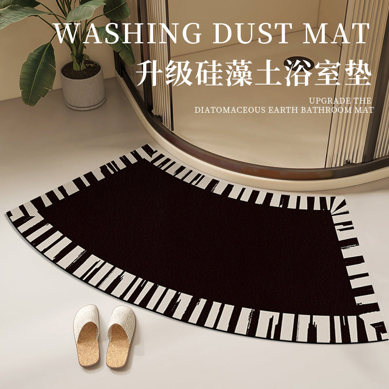 Strong water absorption and quick-drying floor mat at the entrance of the shower room, bathroom diatom mud curved carpet, bathroom non-slip fan-shaped foot mat
